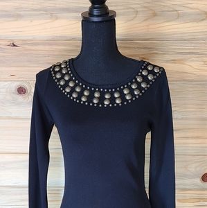 Grace Knit Dressing Beaded Blouse,  Small
